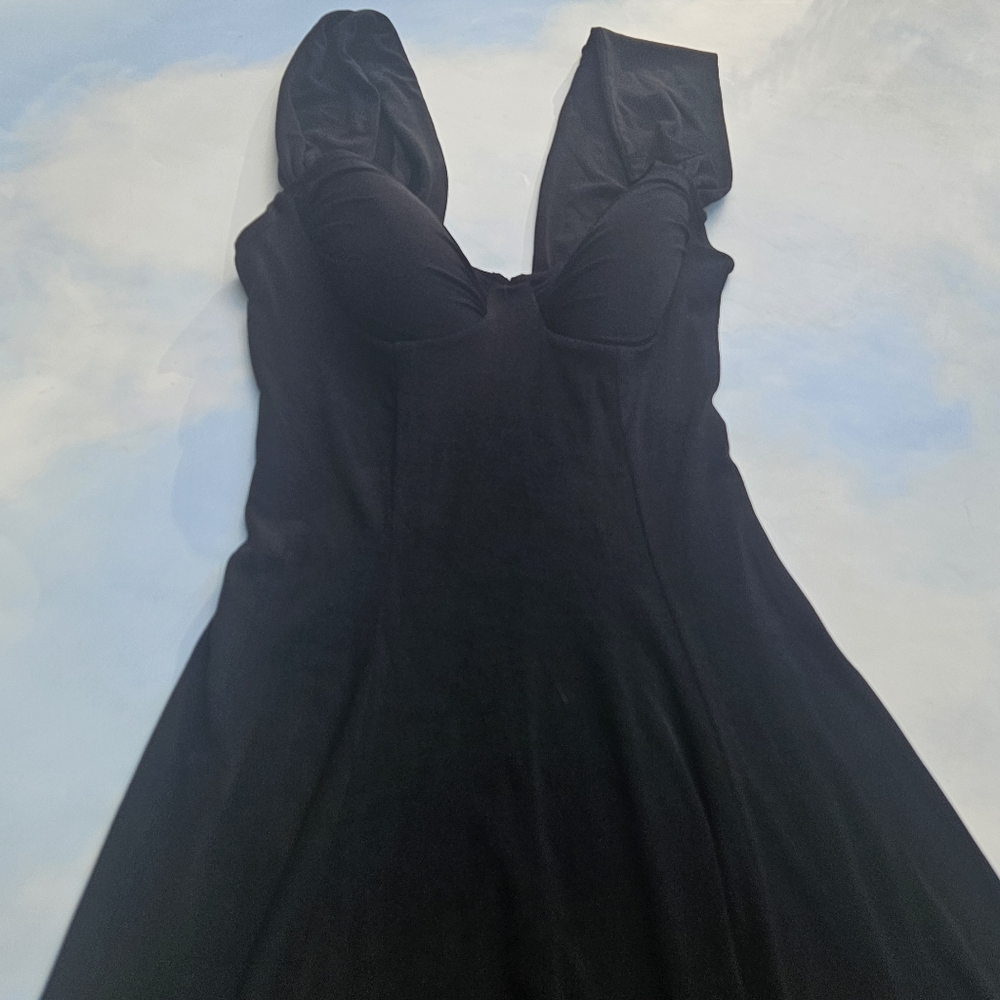 Black Swing Dress Peep Dress 50s Pinup  Swing Dress Rockabilly Retro Dress - Picture 7 of 13